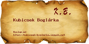 Kubicsek Boglárka névjegykártya